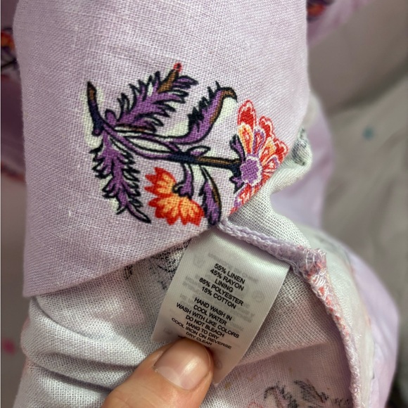 House of Harlow 1960 Puff Sleeve Linen Blend Lavender Floral Midi Dress Size 8 - Picture 8 of 13